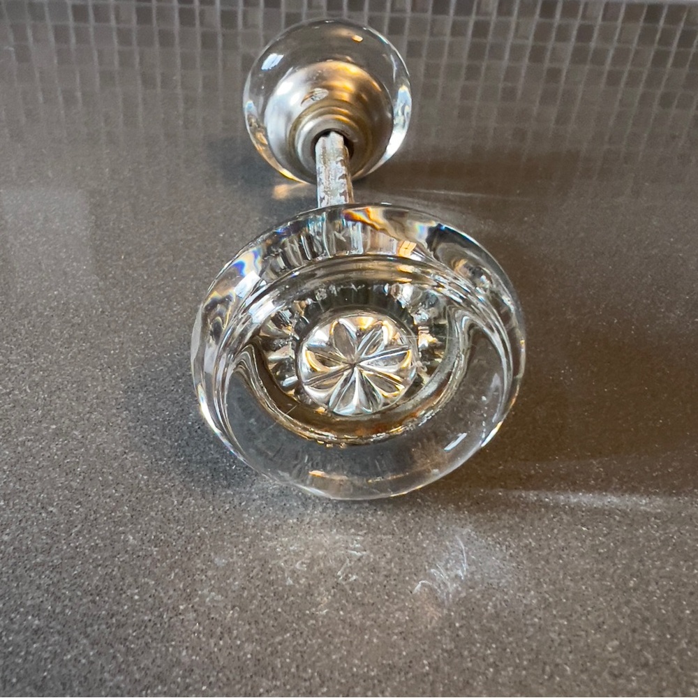 Antique Clear Crystal Glass Round Smooth Victorian Door Knob Set